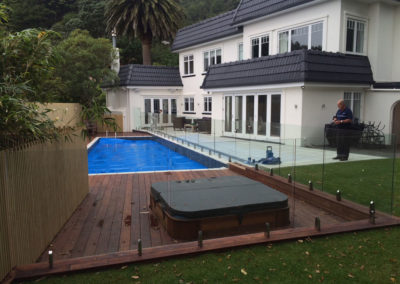 Glass Balutrade around pool and spa pool.