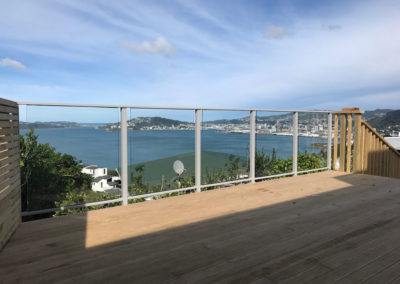 View of Wellington through glass balustrades.