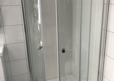 Glass Shower screen that has been covered with clearshield.